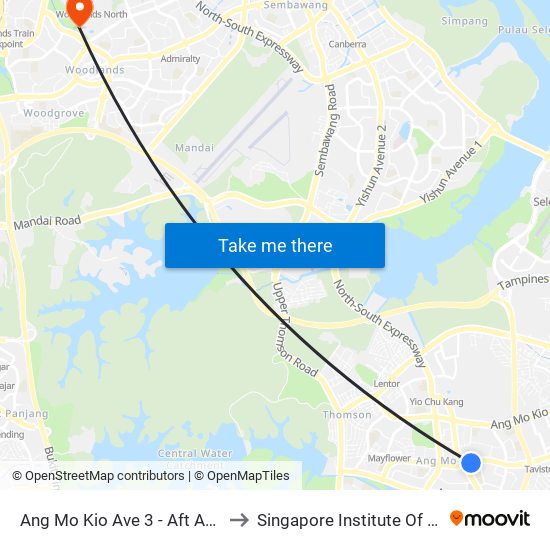 Ang Mo Kio Ave 3 - Aft Ang Mo Kio Stn Exit A (54261) to Singapore Institute Of Technology @ Rp (Sit@Rp) map