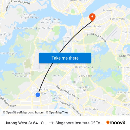 Jurong West St 64 - Opp Blk 662c (22499) to Singapore Institute Of Technology @ Rp (Sit@Rp) map