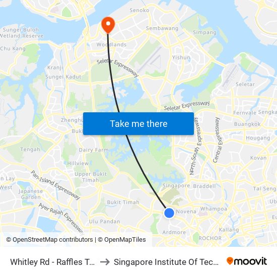 Whitley Rd - Raffles Town Club (40231) to Singapore Institute Of Technology @ Rp (Sit@Rp) map