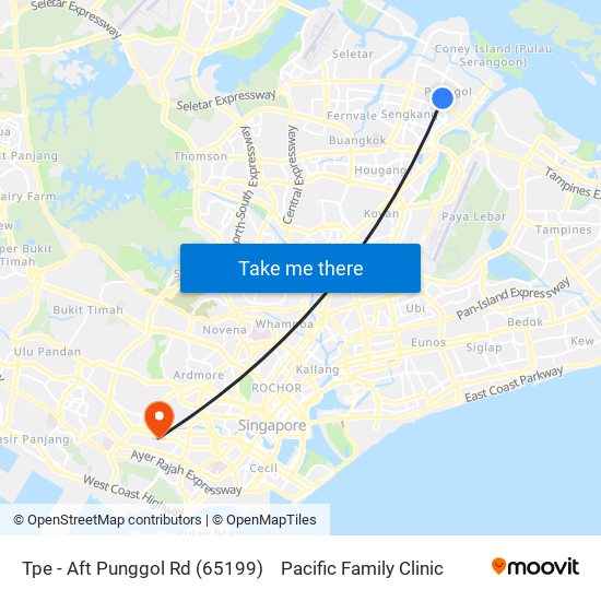 Tpe -  Aft Punggol Rd (65199) to Pacific Family Clinic map