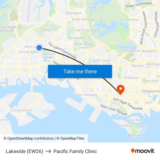 Lakeside (EW26) to Pacific Family Clinic map