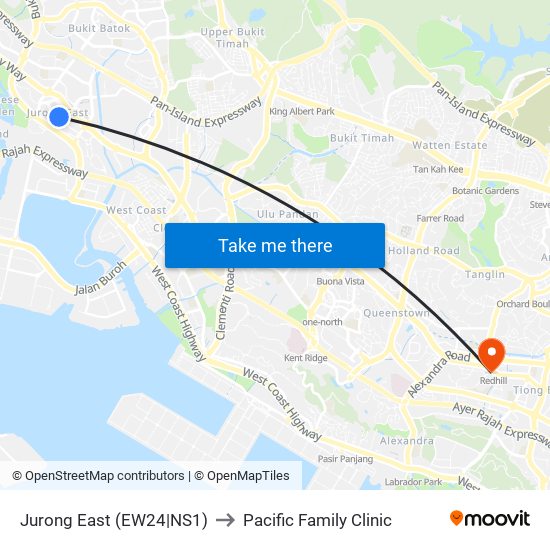 Jurong East (EW24|NS1) to Pacific Family Clinic map