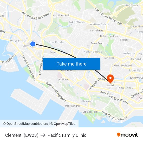 Clementi (EW23) to Pacific Family Clinic map