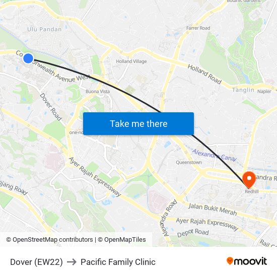 Dover (EW22) to Pacific Family Clinic map
