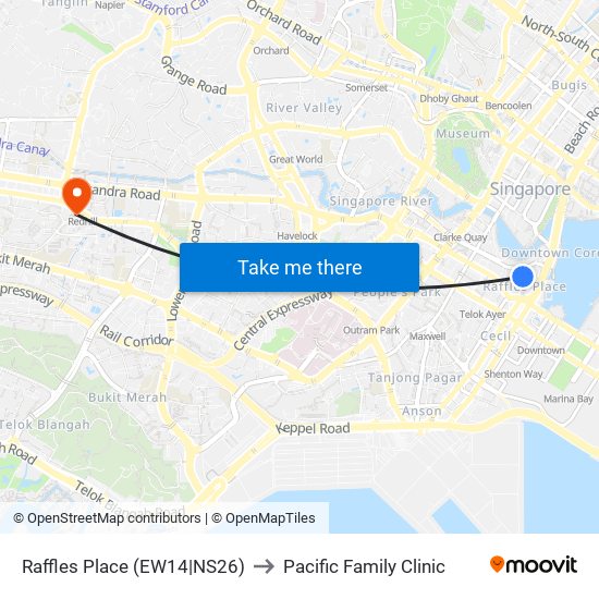 Raffles Place (EW14|NS26) to Pacific Family Clinic map