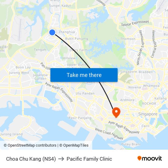 Choa Chu Kang (NS4) to Pacific Family Clinic map