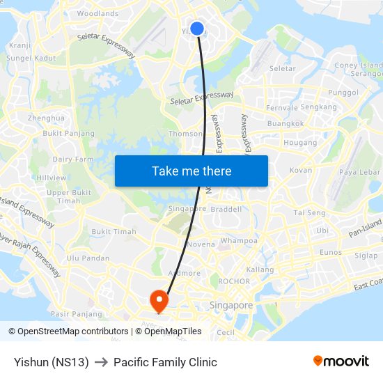 Yishun (NS13) to Pacific Family Clinic map