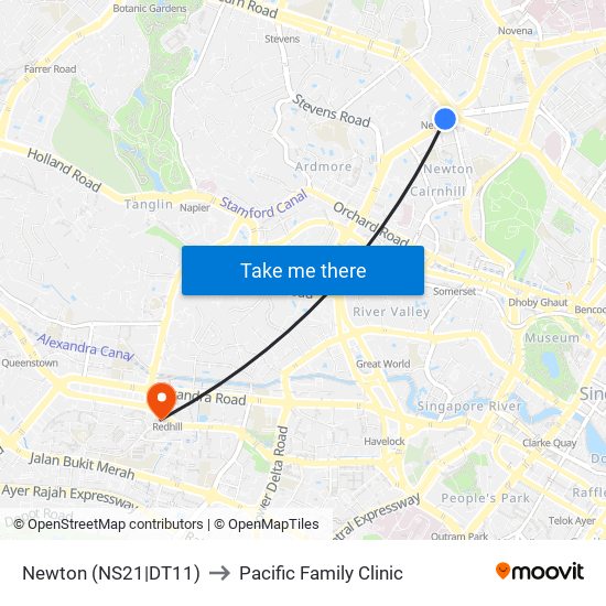 Newton (NS21|DT11) to Pacific Family Clinic map