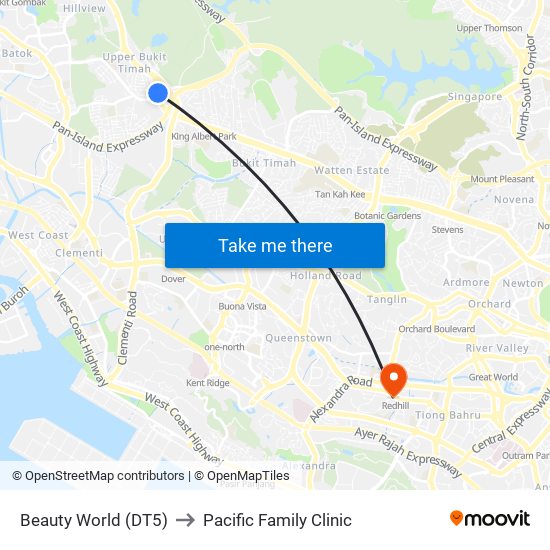 Beauty World (DT5) to Pacific Family Clinic map