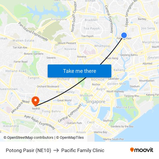 Potong Pasir (NE10) to Pacific Family Clinic map