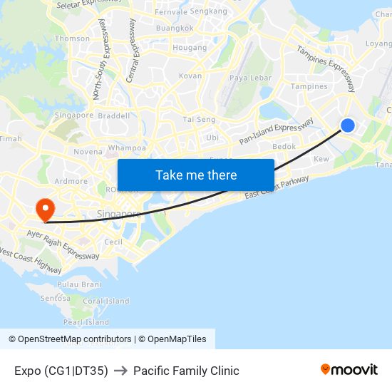 Expo (CG1|DT35) to Pacific Family Clinic map