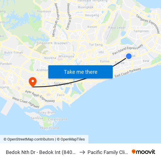 Bedok Nth Dr - Bedok Int (84009) to Pacific Family Clinic map