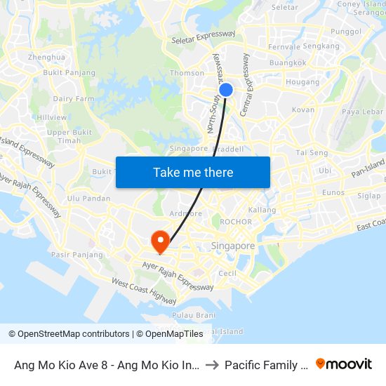 Ang Mo Kio Ave 8 - Ang Mo Kio Int (54009) to Pacific Family Clinic map