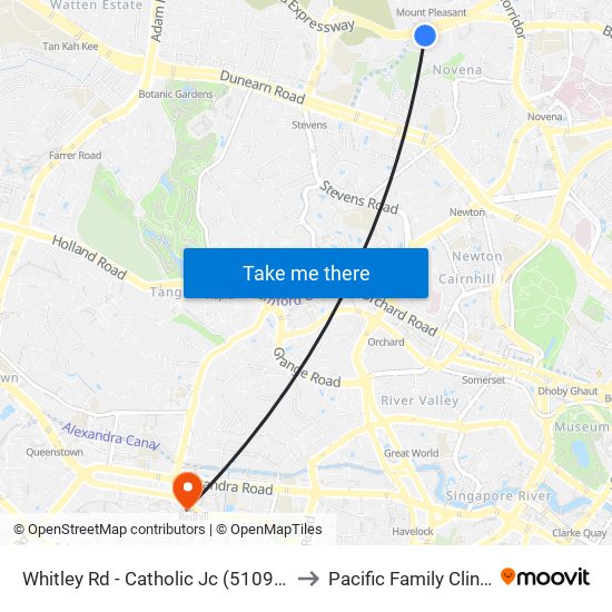 Whitley Rd - Catholic Jc (51099) to Pacific Family Clinic map