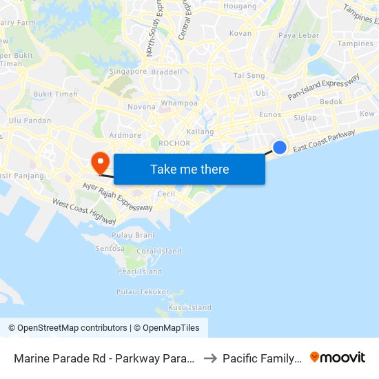 Marine Parade Rd - Parkway Parade (92049) to Pacific Family Clinic map