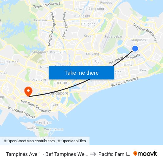 Tampines Ave 1 - Bef Tampines West Stn (75059) to Pacific Family Clinic map