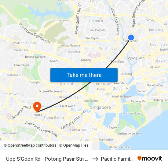 Upp S'Goon Rd - Potong Pasir Stn Exit B (60269) to Pacific Family Clinic map