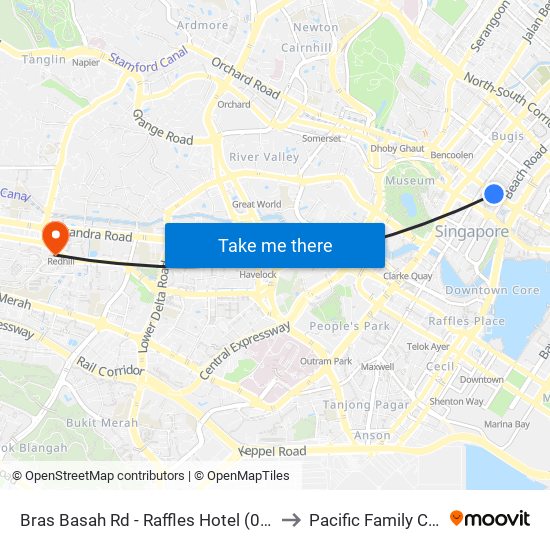 Bras Basah Rd - Raffles Hotel (02049) to Pacific Family Clinic map