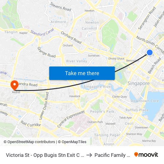 Victoria St - Opp Bugis Stn Exit C (01112) to Pacific Family Clinic map