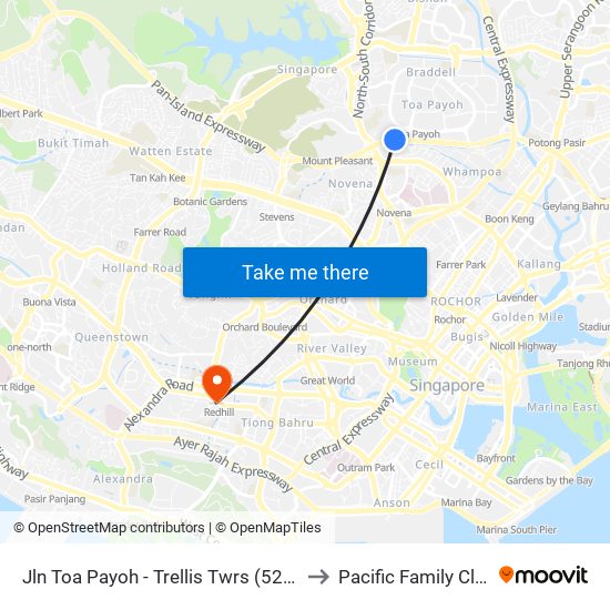 Jln Toa Payoh - Trellis Twrs (52071) to Pacific Family Clinic map