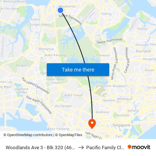 Woodlands Ave 3 - Blk 320 (46539) to Pacific Family Clinic map