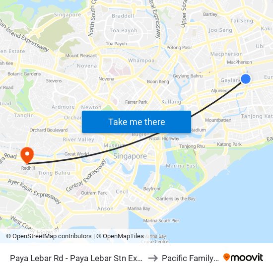Paya Lebar Rd - Paya Lebar Stn Exit B (81111) to Pacific Family Clinic map