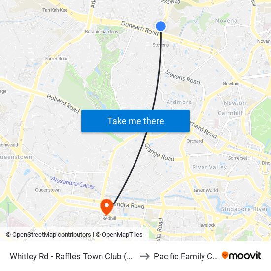 Whitley Rd - Raffles Town Club (40231) to Pacific Family Clinic map