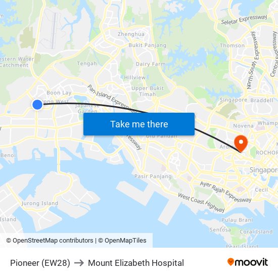 Pioneer (EW28) to Mount Elizabeth Hospital map