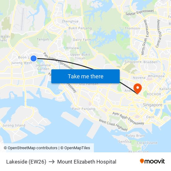 Lakeside (EW26) to Mount Elizabeth Hospital map