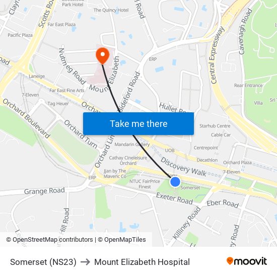 Somerset (NS23) to Mount Elizabeth Hospital map