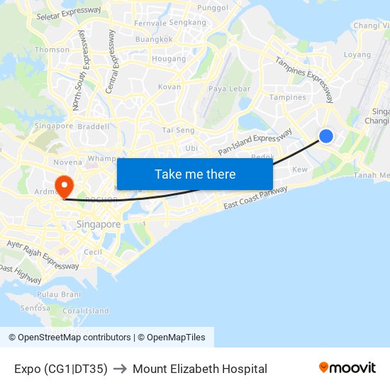 Expo (CG1|DT35) to Mount Elizabeth Hospital map