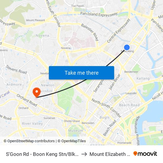 S'Goon Rd - Boon Keng Stn/Blk 102 (60121) to Mount Elizabeth Hospital map