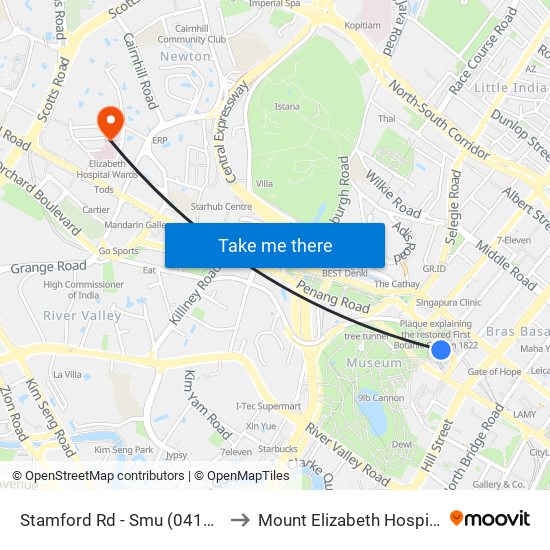 Stamford Rd - Smu (04121) to Mount Elizabeth Hospital map