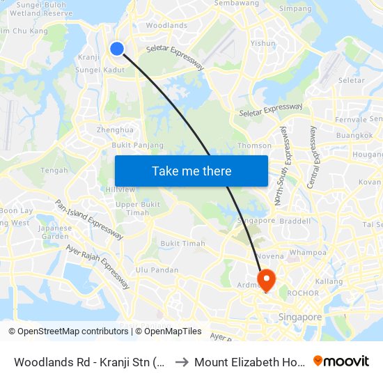Woodlands Rd - Kranji Stn (45139) to Mount Elizabeth Hospital map
