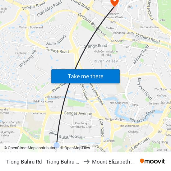 Tiong Bahru Rd - Tiong Bahru Stn (10169) to Mount Elizabeth Hospital map