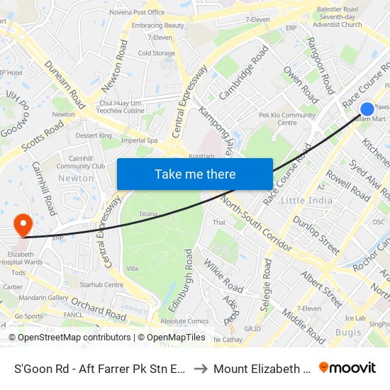 S'Goon Rd - Aft Farrer Pk Stn Exit G (07211) to Mount Elizabeth Hospital map