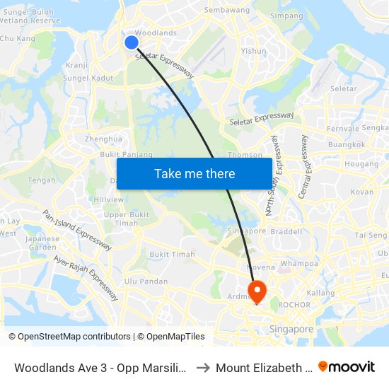 Woodlands Ave 3 - Opp Marsiling Stn (46529) to Mount Elizabeth Hospital map