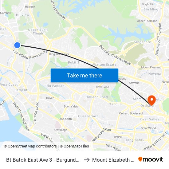 Bt Batok East Ave 3 - Burgundy Hill (42319) to Mount Elizabeth Hospital map