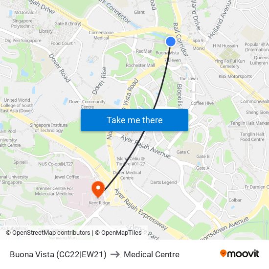 Buona Vista (CC22|EW21) to Medical Centre map