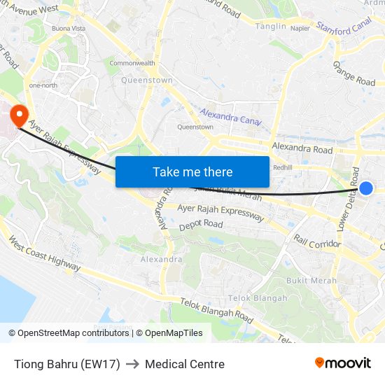 Tiong Bahru (EW17) to Medical Centre map