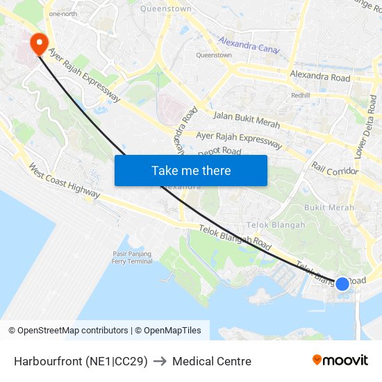 Harbourfront (NE1|CC29) to Medical Centre map