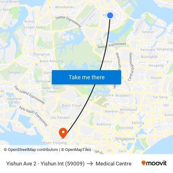 Yishun Ave 2 - Yishun Int (59009) to Medical Centre map