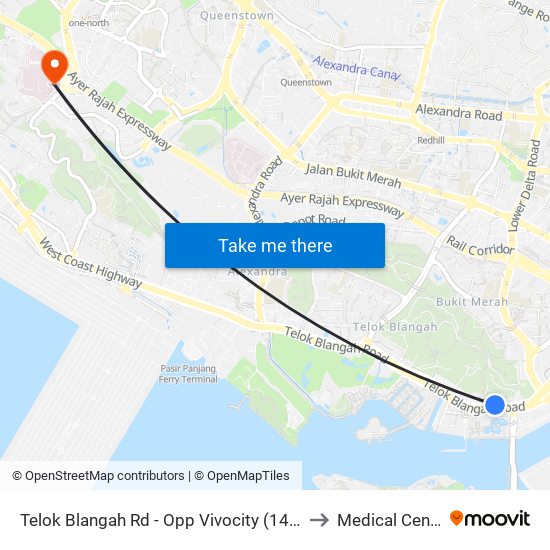 Telok Blangah Rd - Opp Vivocity (14119) to Medical Centre map