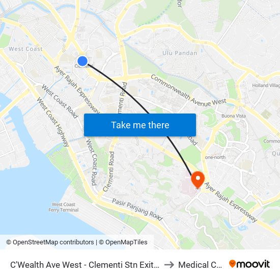 C'Wealth Ave West - Clementi Stn Exit A (17171) to Medical Centre map