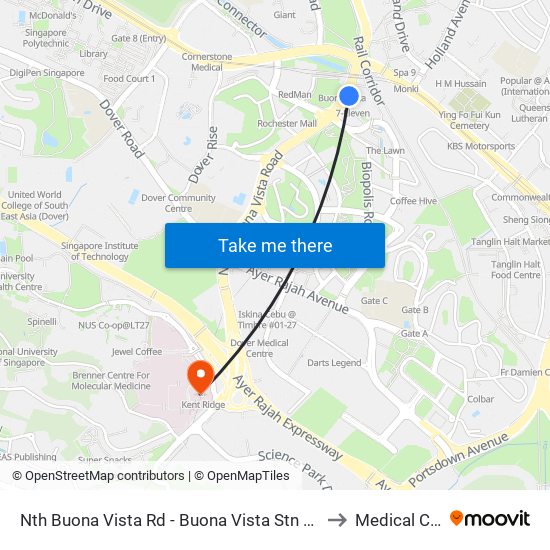 Nth Buona Vista Rd - Buona Vista Stn Exit D (11369) to Medical Centre map