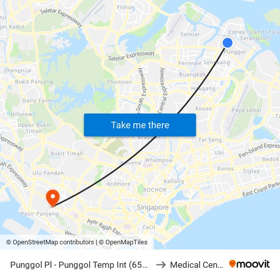 Punggol Pl - Punggol Temp Int (65009) to Medical Centre map