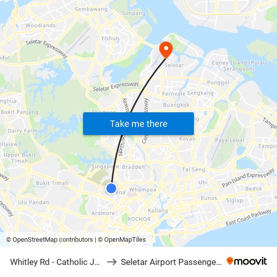 Whitley Rd - Catholic Jc (51099) to Seletar Airport Passenger Terminal map