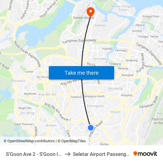 S'Goon Ave 2 - S'Goon Int (66009) to Seletar Airport Passenger Terminal map