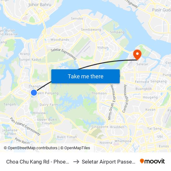 Choa Chu Kang Rd - Phoenix Stn (44141) to Seletar Airport Passenger Terminal map