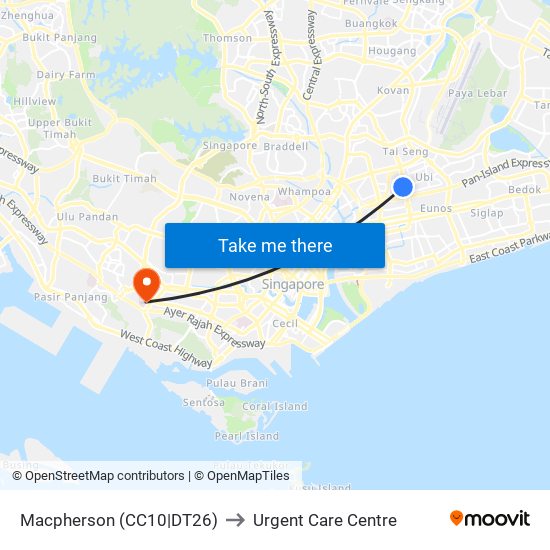 Macpherson (CC10|DT26) to Urgent Care Centre map